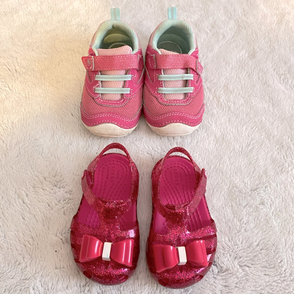 2 PAIRS - Stride Rite Sneaker & Crocs Bow Sandal